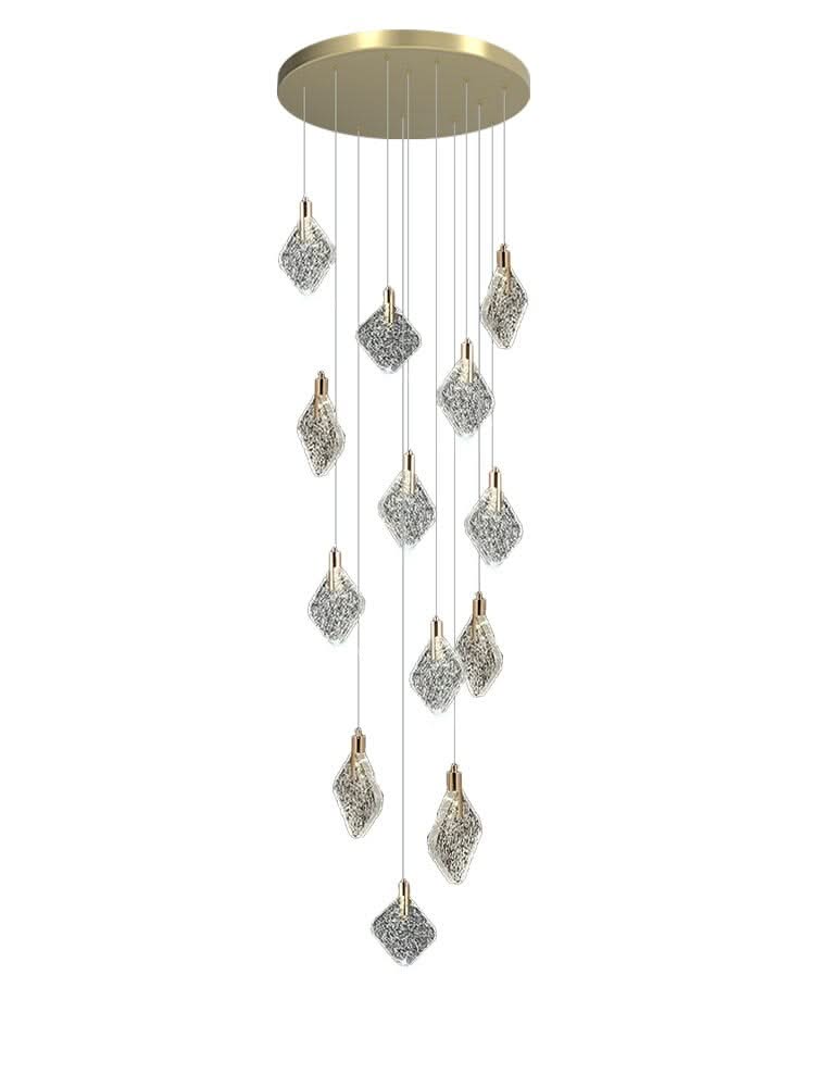 ChandeliersDecor.com-Staircase Chandelier-Square Crystal Pendant Chandelier - Exquisite Lightinging