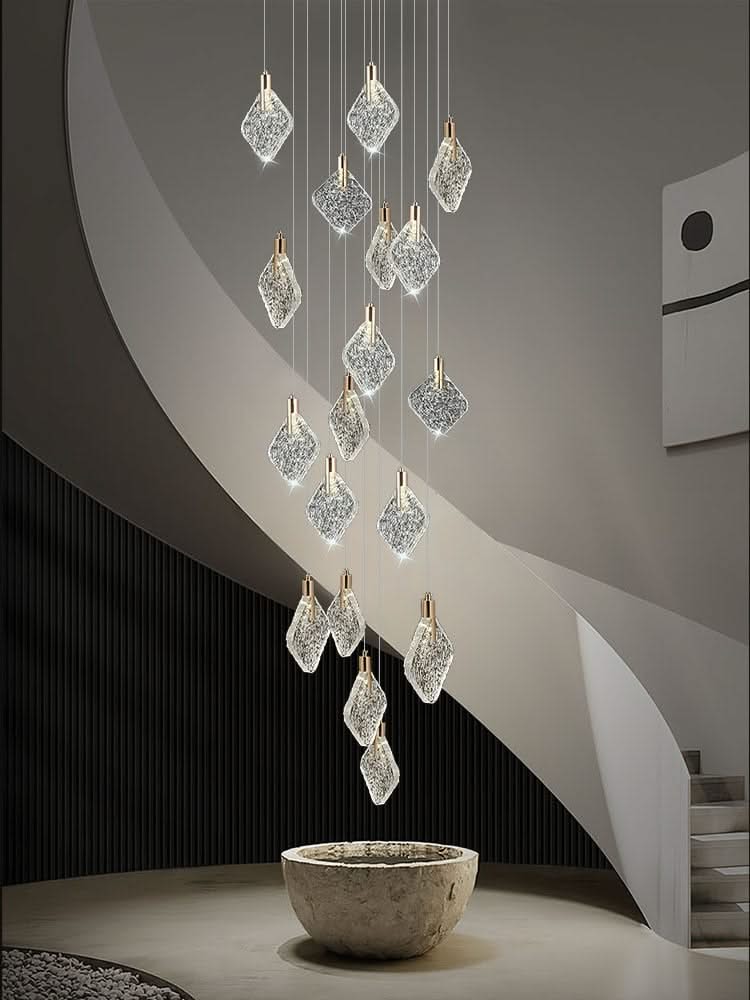 ChandeliersDecor.com-Staircase Chandelier-Square Crystal Pendant Chandelier - Exquisite Lightinging