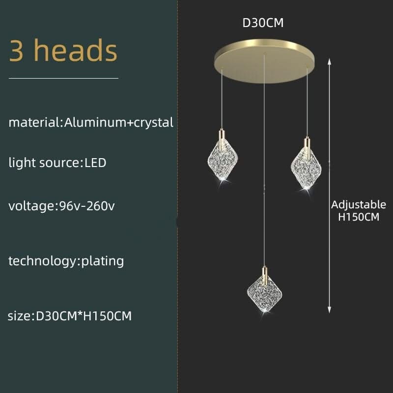 ChandeliersDecor.com-Staircase Chandelier-Square Crystal Pendant Chandelier - Exquisite Lightinging