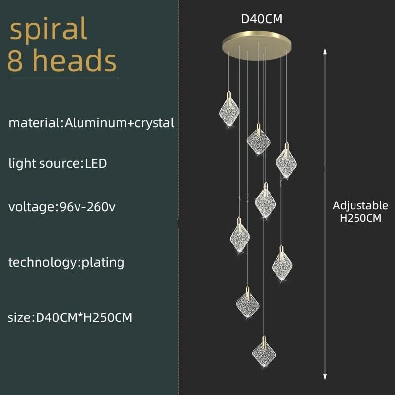 ChandeliersDecor.com-Staircase Chandelier-Square Crystal Pendant Chandelier - Exquisite Lightinging