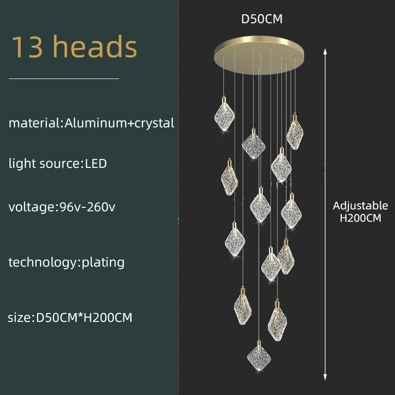 ChandeliersDecor.com-Staircase Chandelier-Square Crystal Pendant Chandelier - Exquisite Lightinging