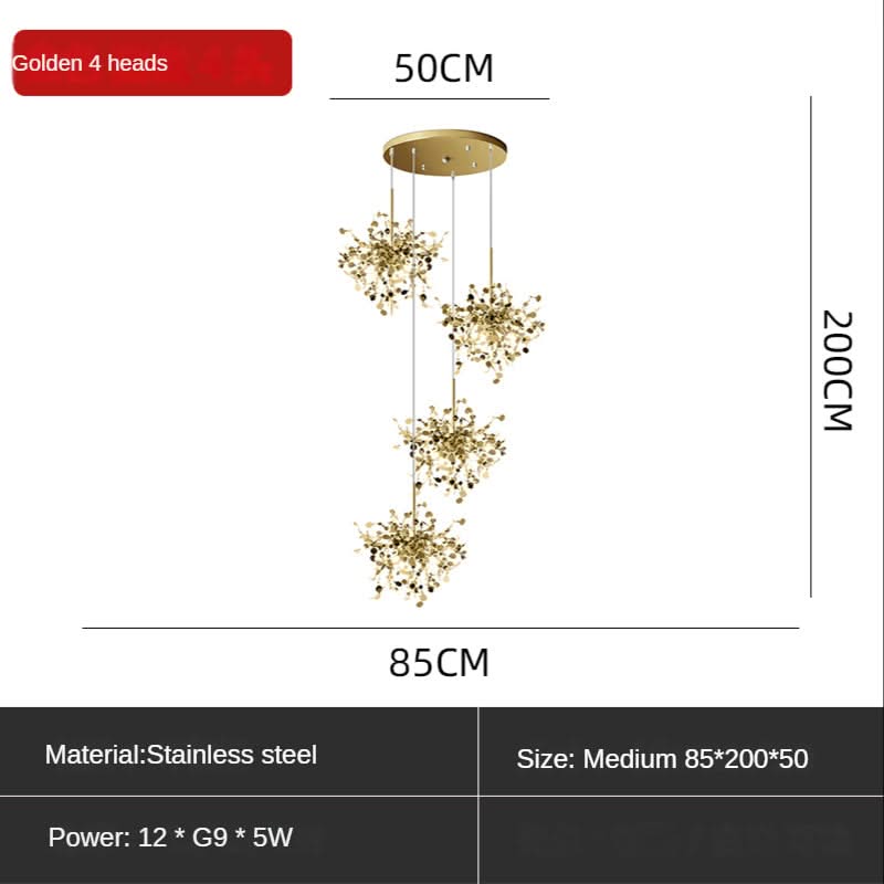 Stainless Steel Leaf Chandelier Lamp - Home Decor Lighting-ChandeliersDecor.com