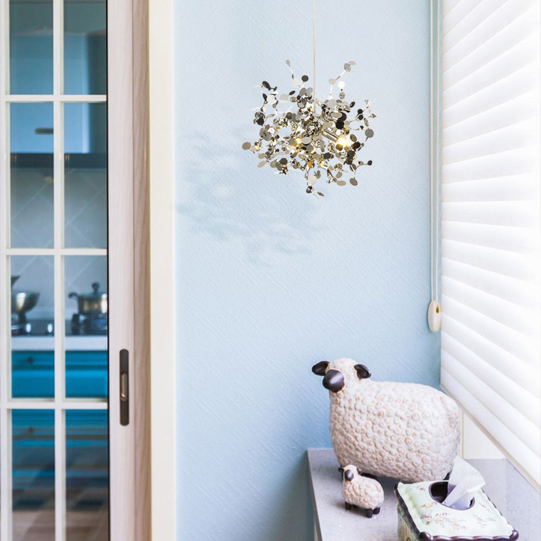 Stainless Steel Leaf Chandelier Lamp - Home Decor Lighting-ChandeliersDecor.com