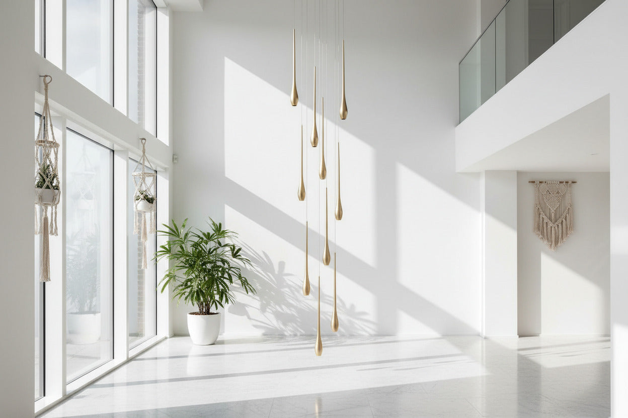 ChandeliersDecor.com-Staircase Chandelier-Staircase Chandelier - Unique Circular Cone Ambience