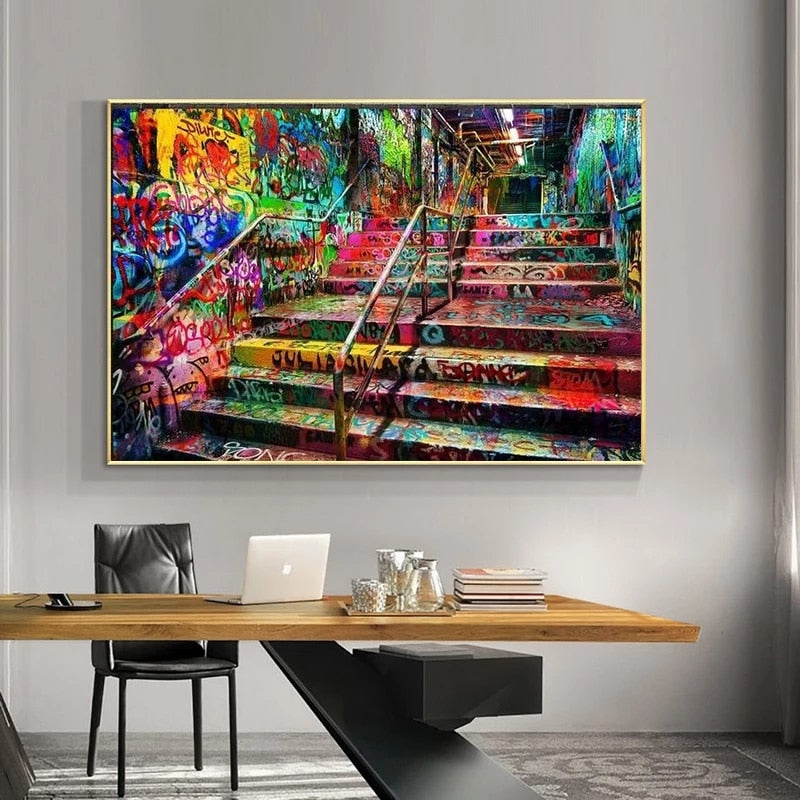 ChandeliersDecor.com-Wall Posters-Stairs Canvas Wall Art – Immersive and Striking Décor