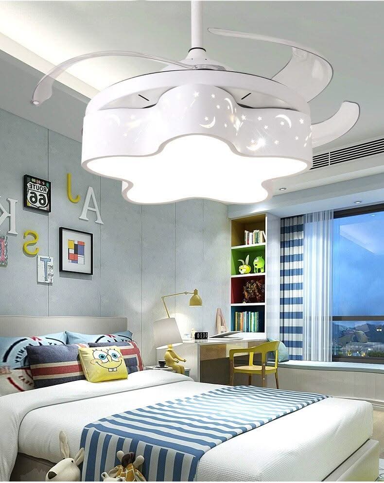 ChandeliersDecor.com-Kids Room Nursery Lighting-Star LED Light with Fan - Modern Ceiling Fan for Kids Room