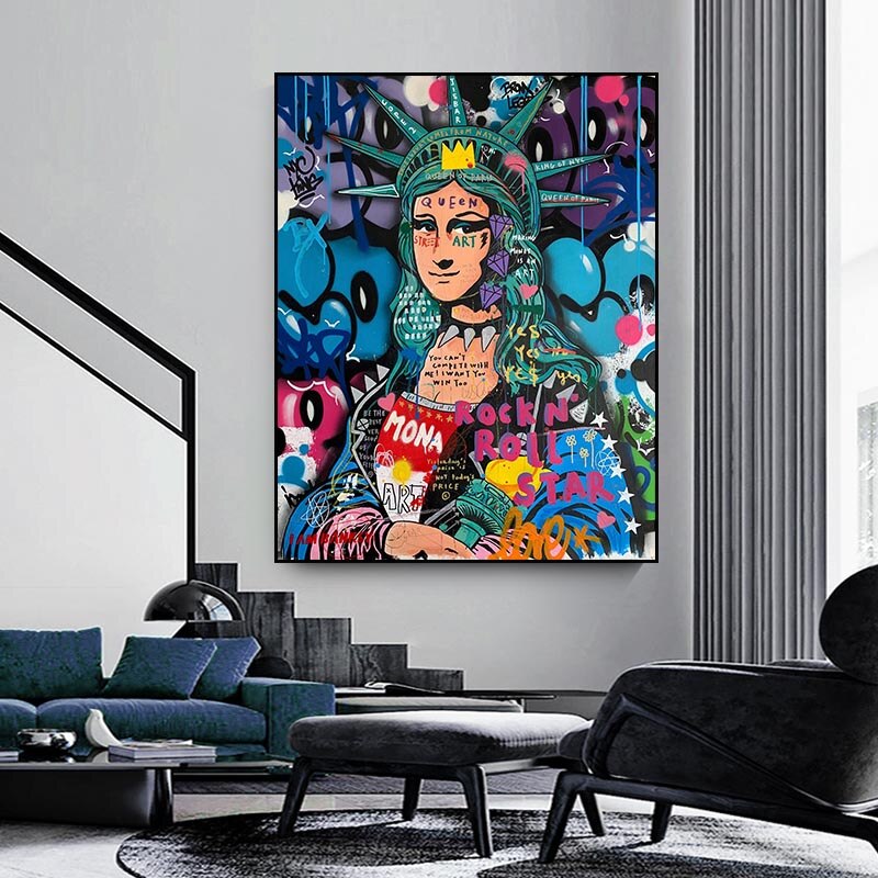 ChandeliersDecor.com-Wall Posters-Statue Of Liberty Graffiti Canvas Wall Art