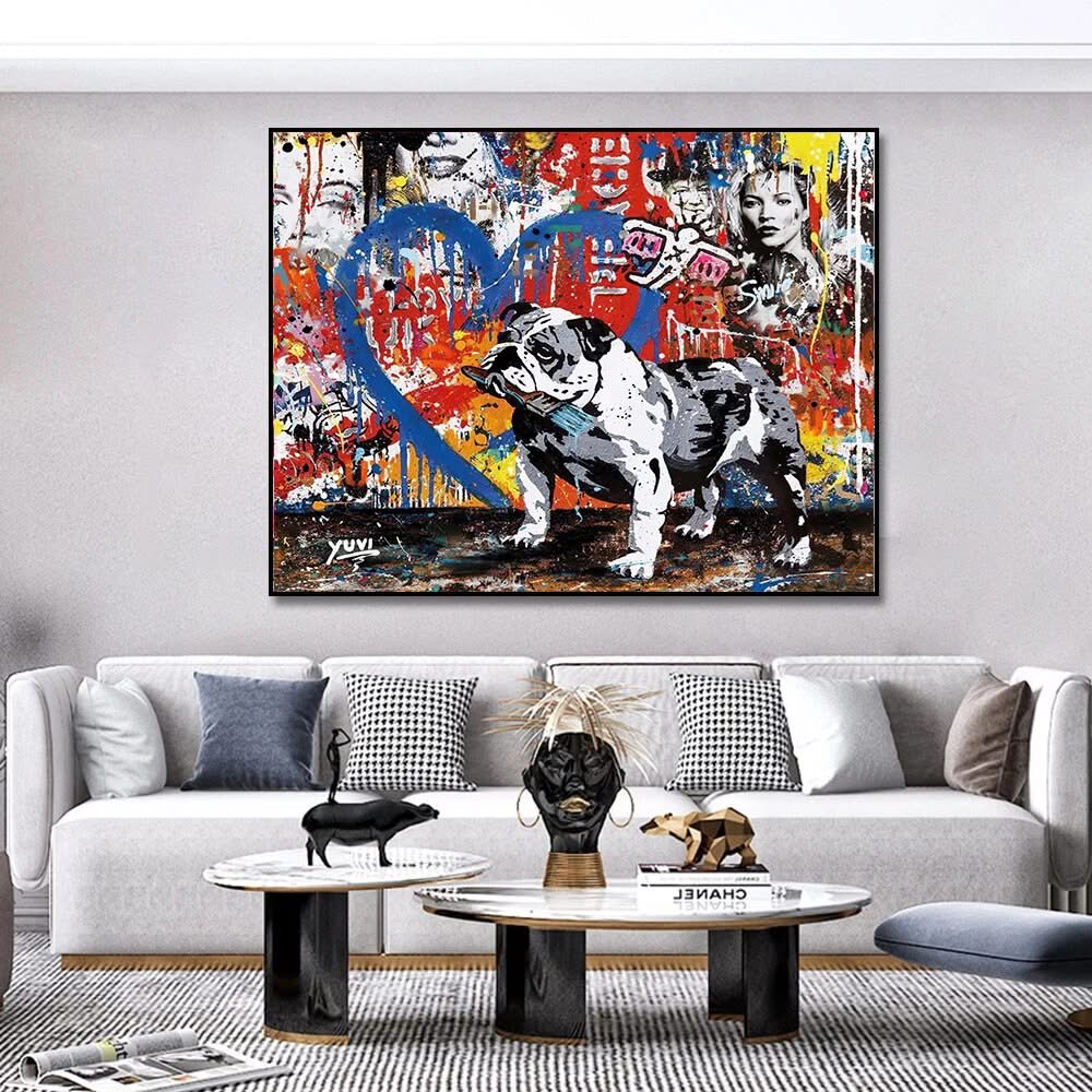Street Graffiti Art Dog Canvas Wall Art-ChandeliersDecor.com