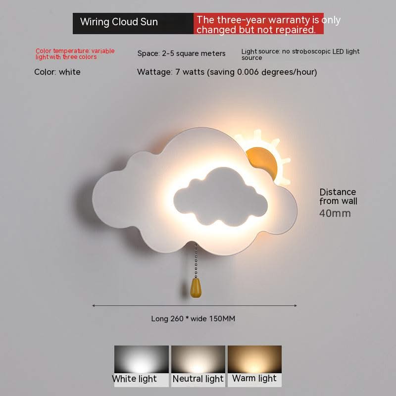 ChandeliersDecor.com-Kids Room Nursery Lighting-Sun Cloud Night Light Wall Lamp for Kids Room