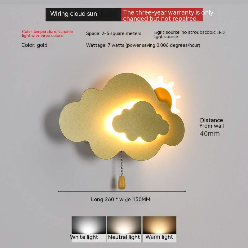 ChandeliersDecor.com-Kids Room Nursery Lighting-Sun Cloud Night Light Wall Lamp for Kids Room