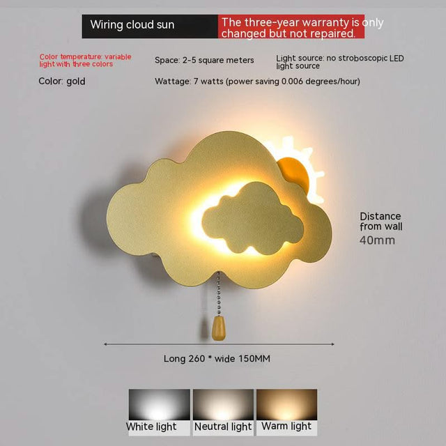 ChandeliersDecor.com-Kids Room Nursery Lighting-Sun Cloud Night Light Wall Lamp for Kids Room