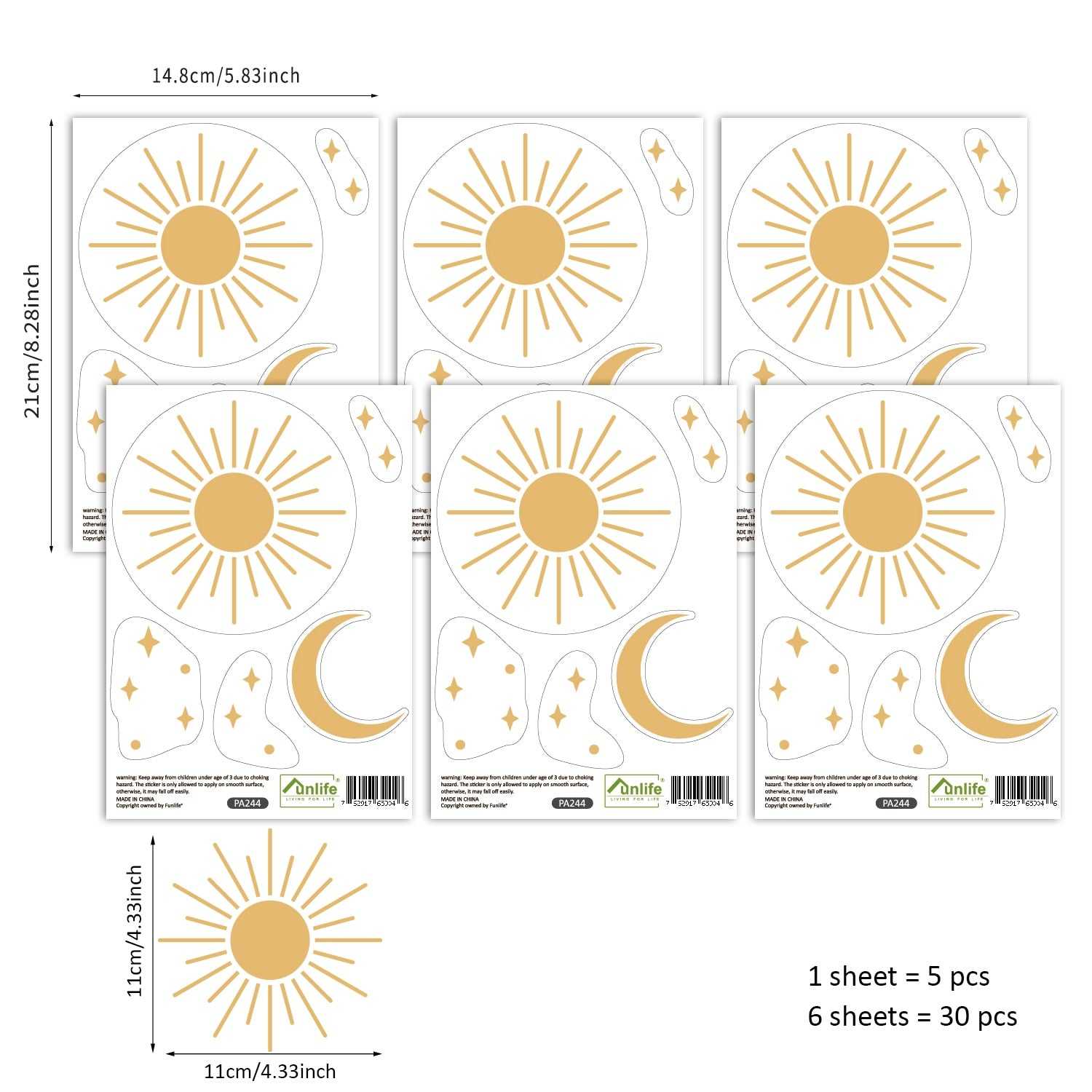 ChandeliersDecor.com-Kids Nursery Bohemian Wall Decals-Sun Moon Nursery Wall Stickers Girls Boys Wall Decal