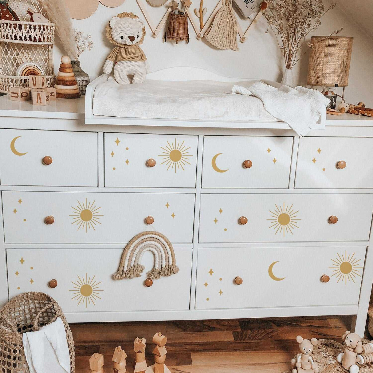 ChandeliersDecor.com-Kids Nursery Bohemian Wall Decals-Sun Moon Nursery Wall Stickers Girls Boys Wall Decal