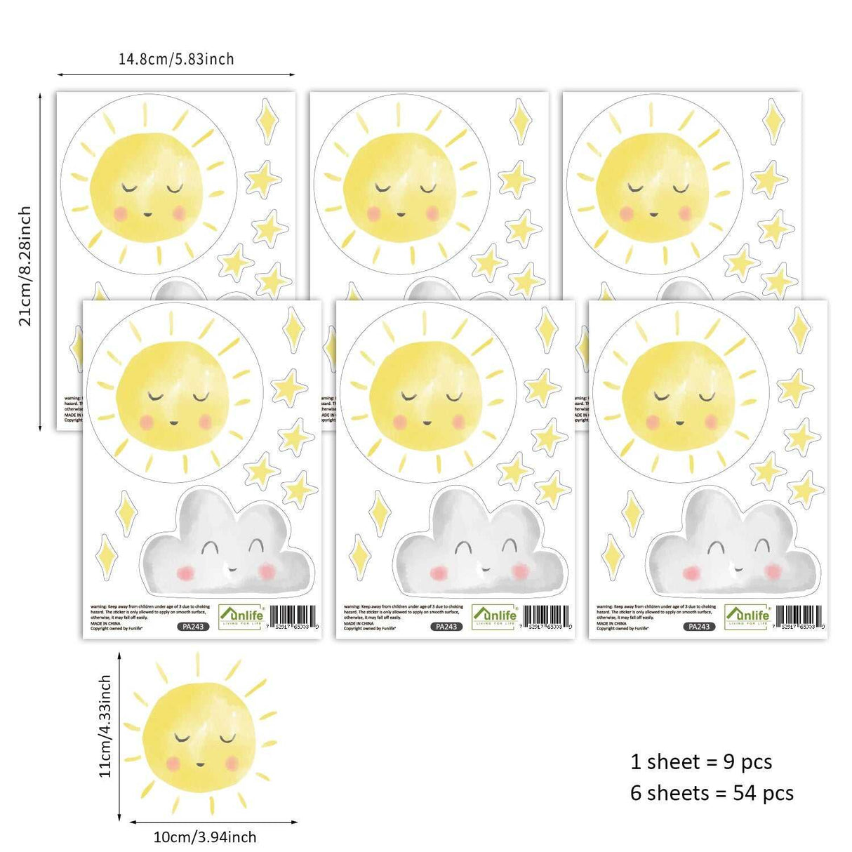 ChandeliersDecor.com-Kids Nursery Bohemian Wall Decals-Sun Wall Stickers Wall Decal - Easy to Apply & Remove