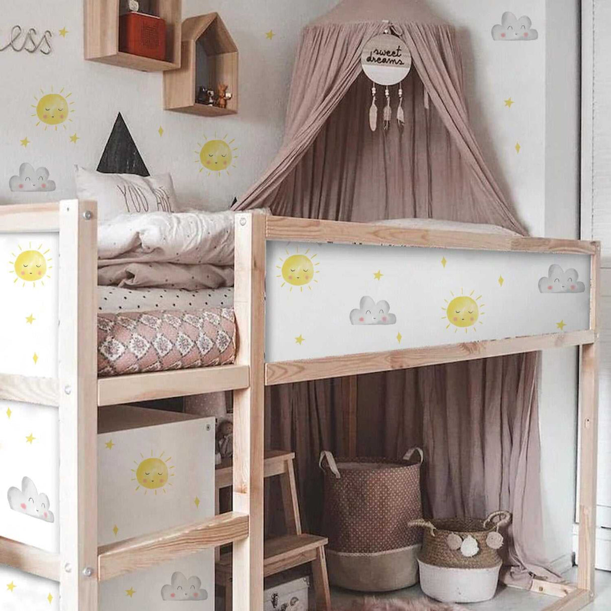 ChandeliersDecor.com-Kids Nursery Bohemian Wall Decals-Sun Wall Stickers Wall Decal - Easy to Apply & Remove