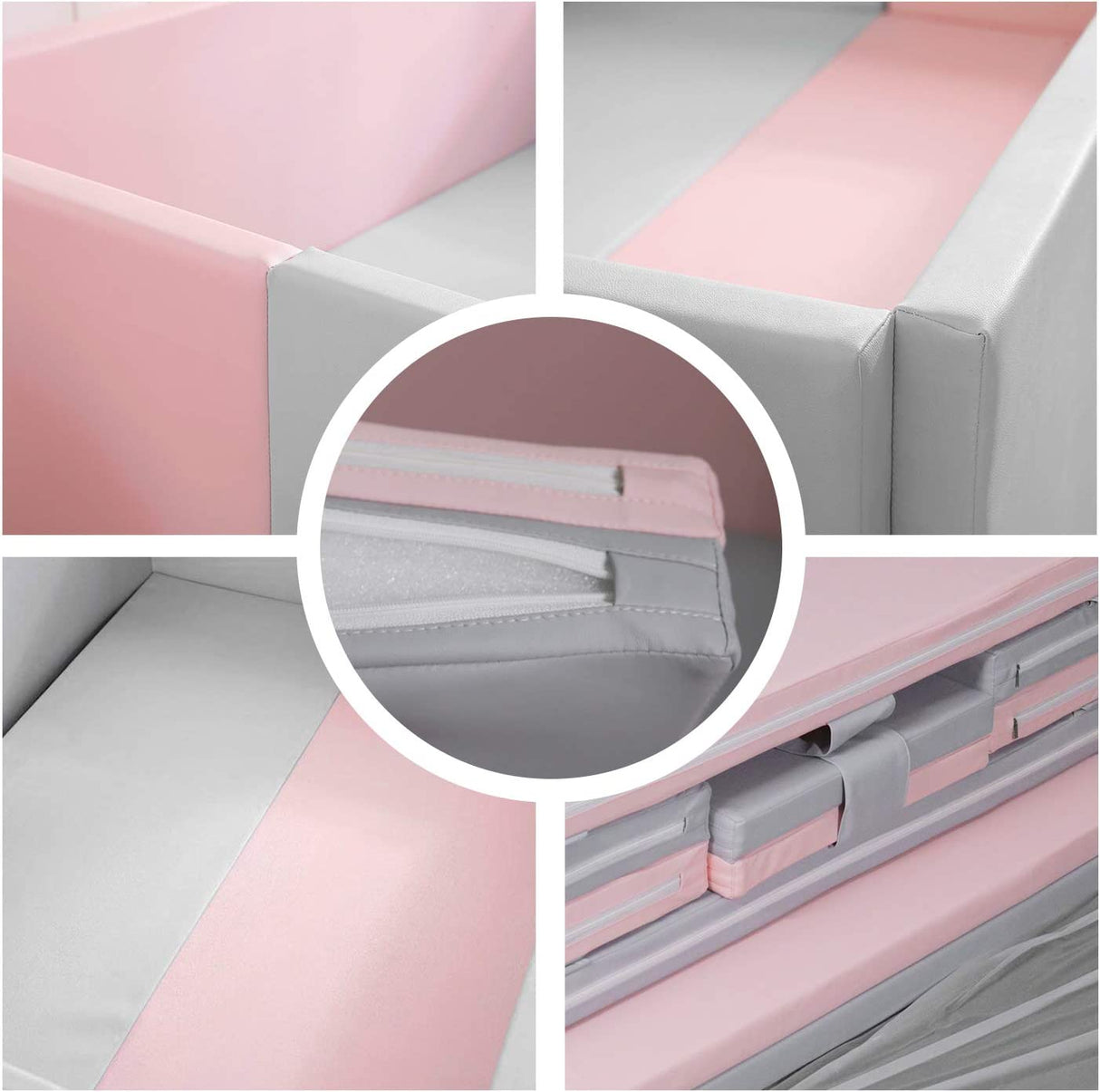 ChandeliersDecor.com-Playpen and Ball Pits-Super Large Soft Foam Ball Pit Foldable Sponge Crawling Fence Children's Playground - Pink and Grey