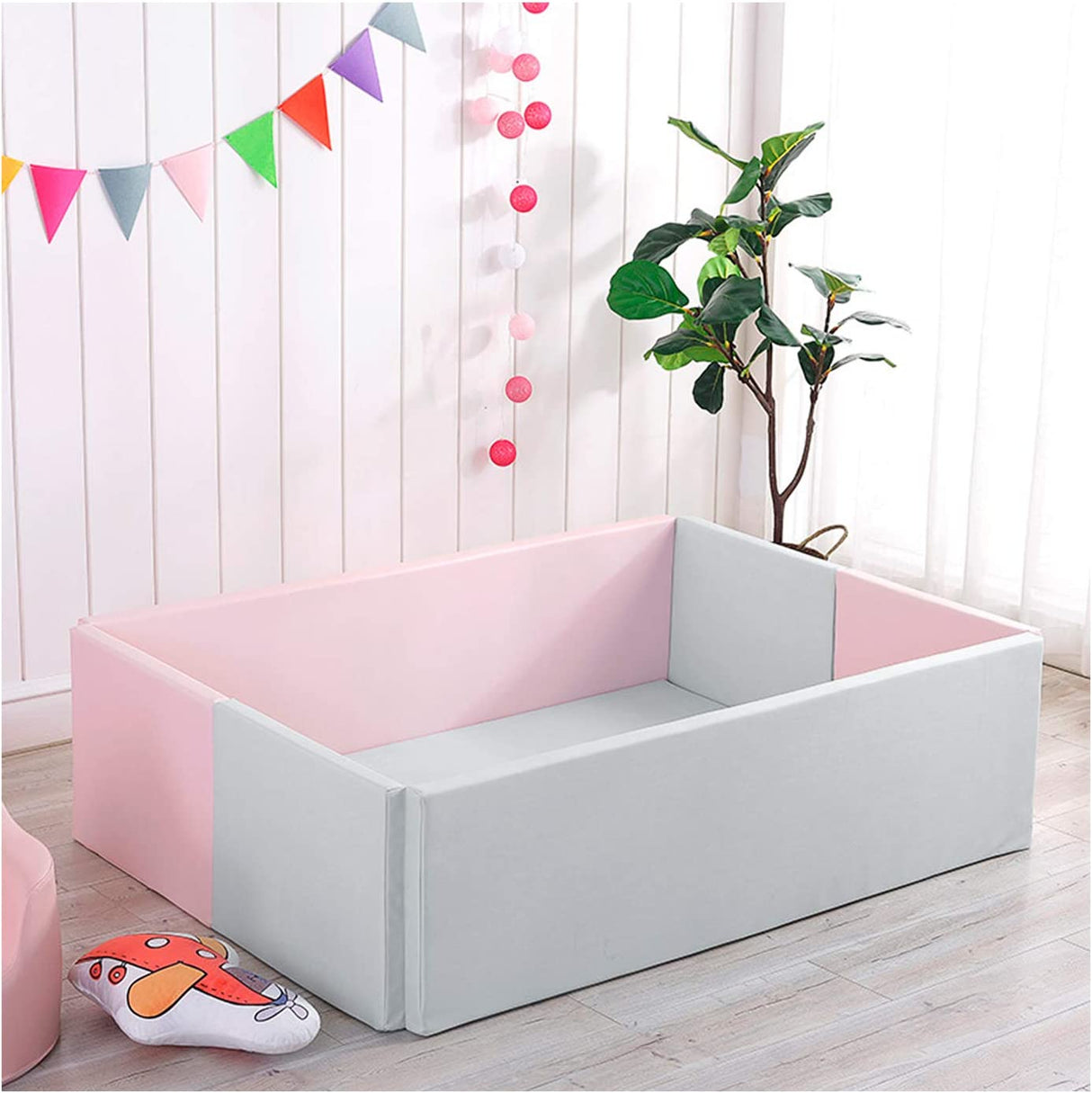 ChandeliersDecor.com-Playpen and Ball Pits-Super Large Soft Foam Ball Pit Foldable Sponge Crawling Fence Children's Playground - Pink and Grey