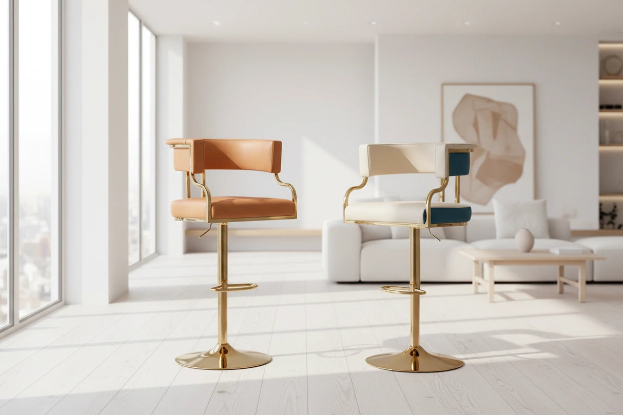 Swivel Leather Bar Stools Height Adjustable Kitchen Counter Stools-ChandeliersDecor.com