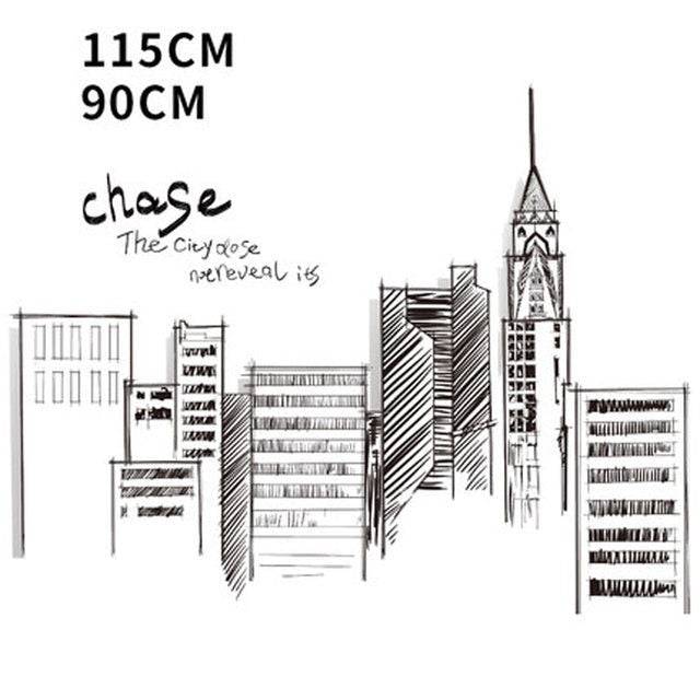 ChandeliersDecor.com-Tall City Buildings Wall Stickers | Buildings Wall Decal | Living room Wall Decal