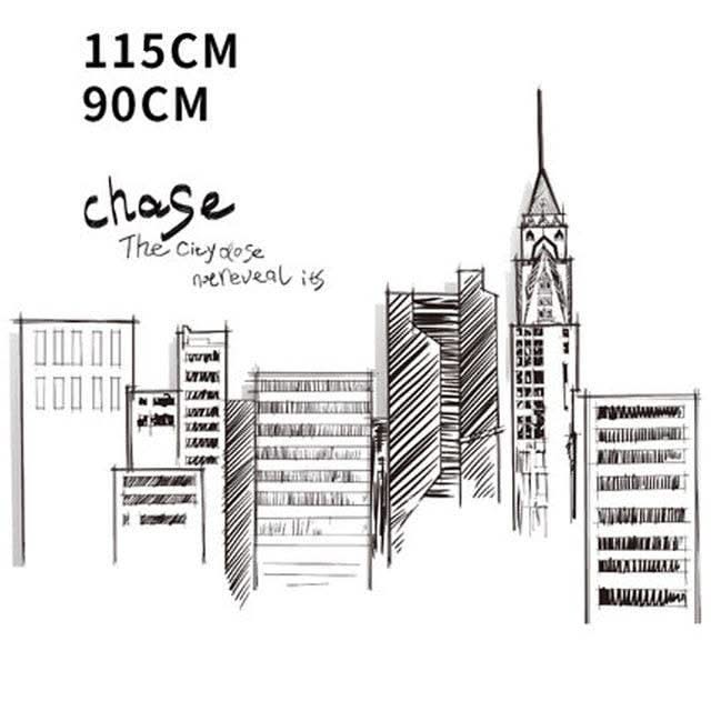 ChandeliersDecor.com-Tall City Buildings Wall Stickers | Buildings Wall Decal | Living room Wall Decal