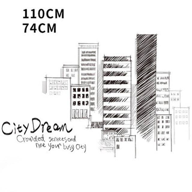 ChandeliersDecor.com-Tall City Buildings Wall Stickers | Buildings Wall Decal | Living room Wall Decal