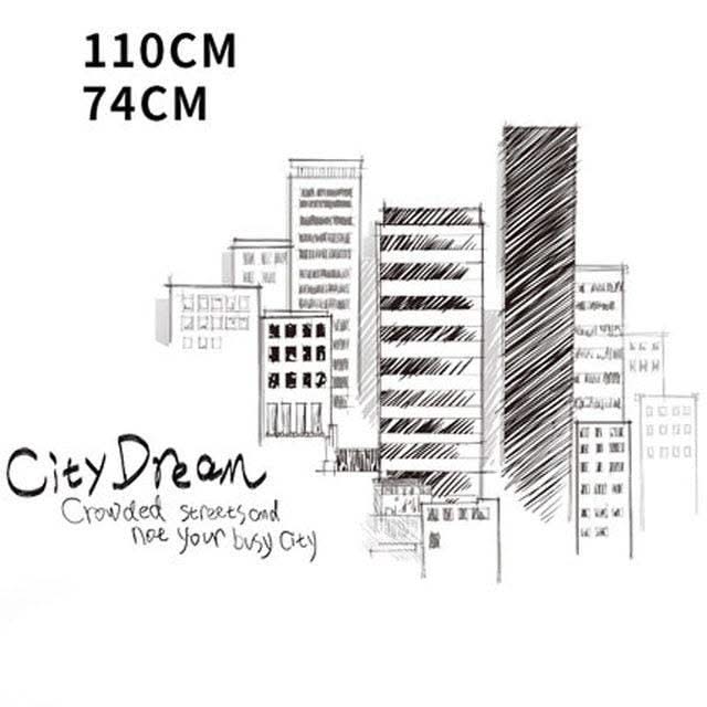 ChandeliersDecor.com-Tall City Buildings Wall Stickers | Buildings Wall Decal | Living room Wall Decal