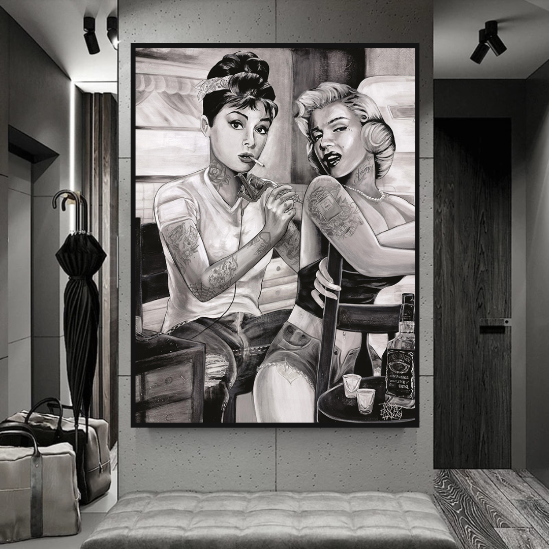 Tattoo Classic - Audrey Hepburn and Marilyn Art-ChandeliersDecor.com