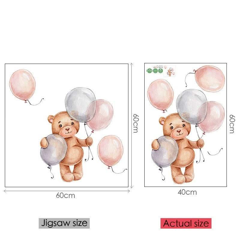 ChandeliersDecor.com-Teddy with Balloons Wall Decal – Playful Decor