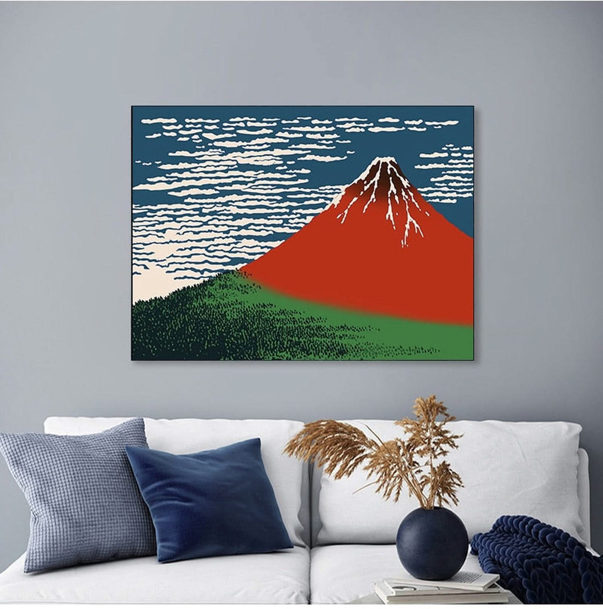 The Great Volcano of Kanagawa Japanese Art Canvas Wall Art-ChandeliersDecor.com