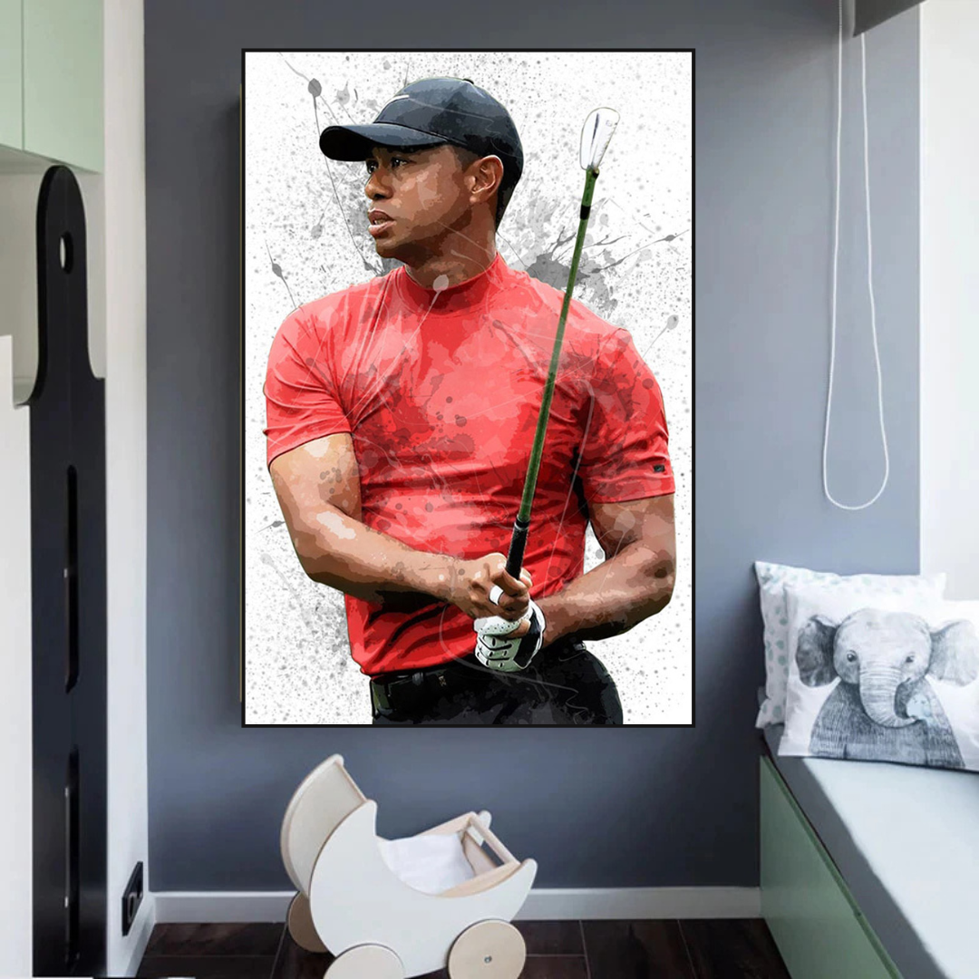 ChandeliersDecor.com-Wall Posters-Tiger Woods Canvas Wall Art: Captivating Sports Memorabilia
