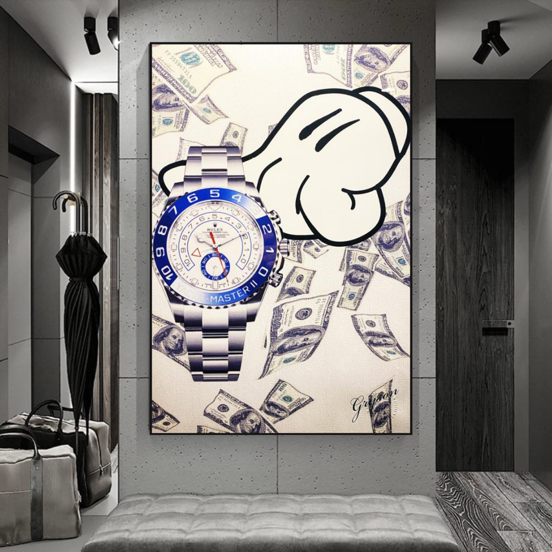 Time is Money Art: Rolex Canvas Wall Art-ChandeliersDecor.com