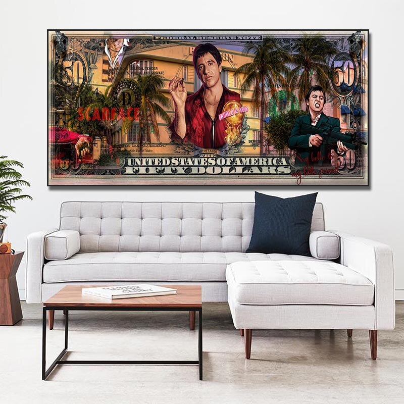 ChandeliersDecor.com-Godfather Wall Art-Tony Montana Say Hello to My Little Friend Scarface Movie Canvas Wall Art