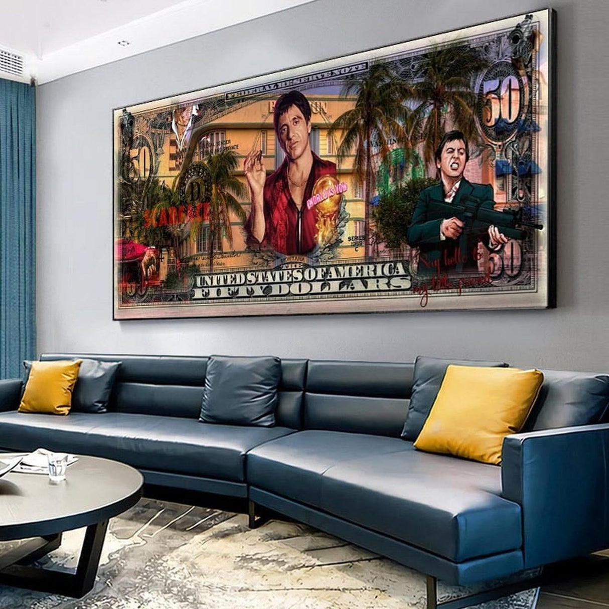 Tony Montana Say Hello to My Little Friend Scarface Movie Canvas Wall Art-ChandeliersDecor.com