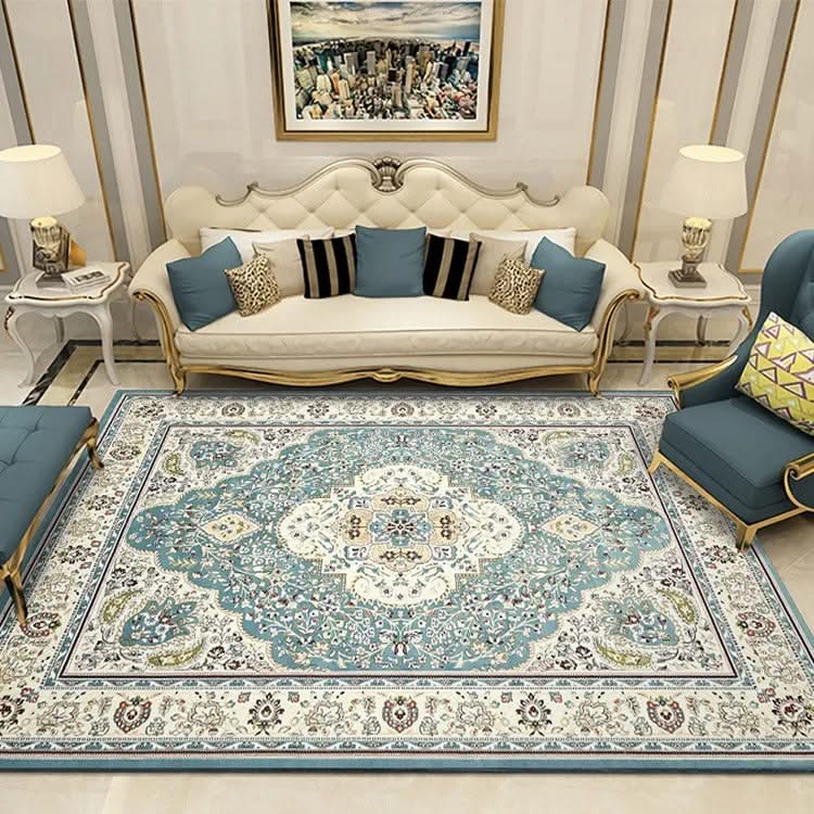 Traditional Persian Off White & Sea Green Luxury Rug-ChandeliersDecor.com