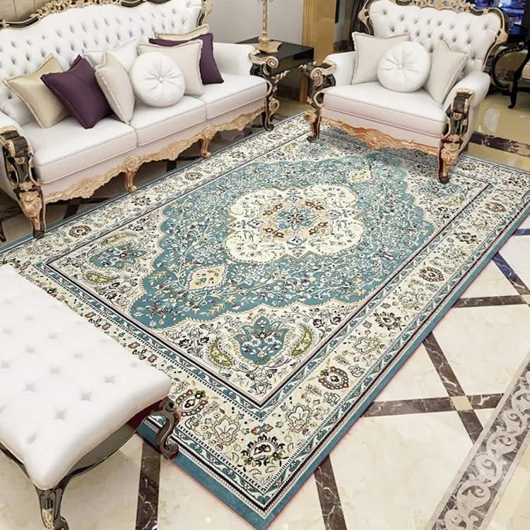 Traditional Persian Off White & Sea Green Luxury Rug-ChandeliersDecor.com