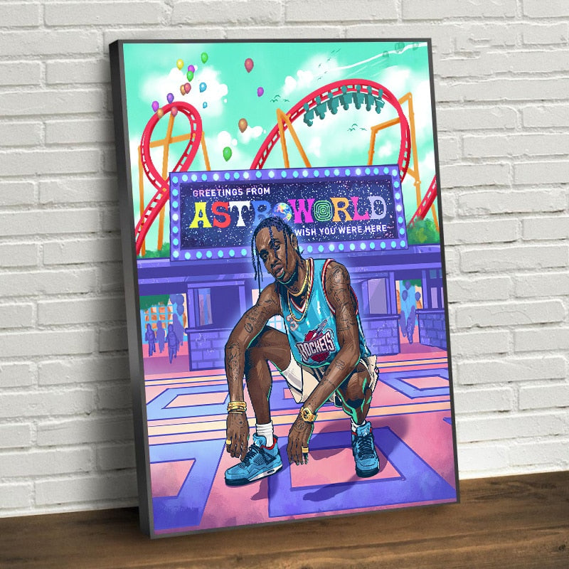 ChandeliersDecor.com-Wall Posters-Travis Scott Pop Street Art Canvas Wall Art - Astroworld Collection