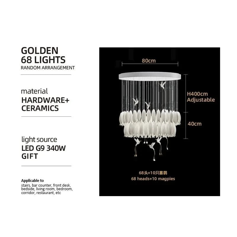 Tulip Spiral Ceramic Chandelier Lighting-ChandeliersDecor.com