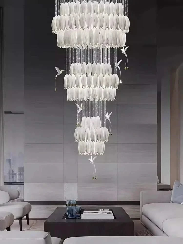 Tulip Spiral Ceramic Chandelier Lighting-ChandeliersDecor.com