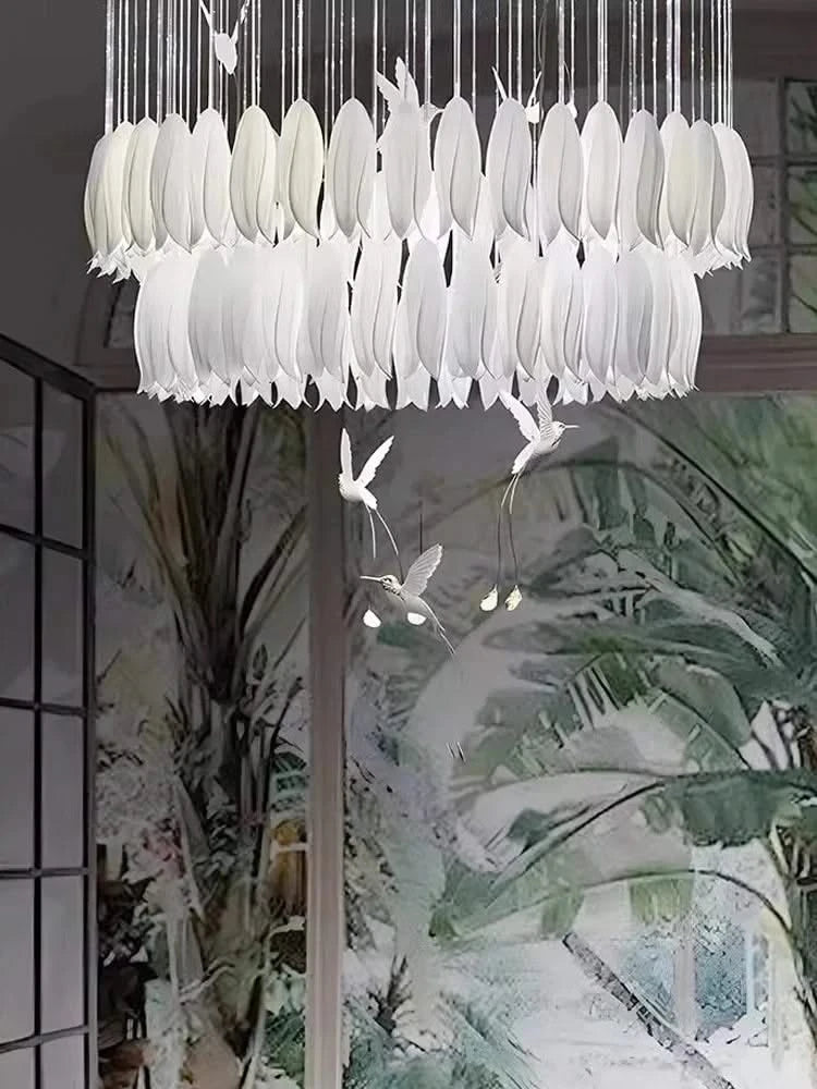 Tulip Spiral Ceramic Chandelier Lighting-ChandeliersDecor.com