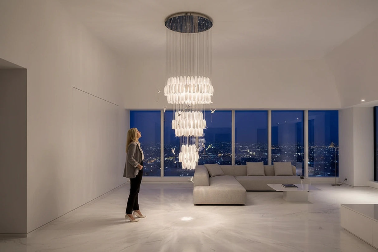 Tulip Spiral Ceramic Chandelier Lighting-ChandeliersDecor.com