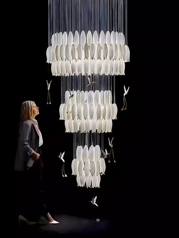 Tulip Spiral Ceramic Chandelier Lighting-ChandeliersDecor.com