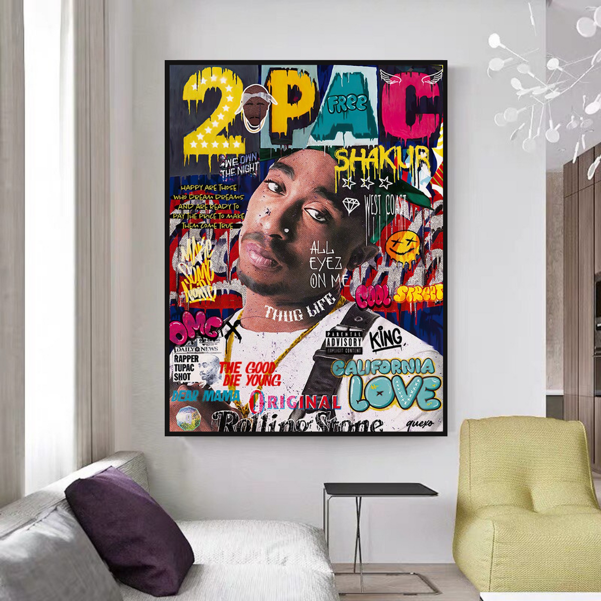 ChandeliersDecor.com-Musicians Wall Art-TuPac Rapper Canvas Wall Art: Unique & Vibrant Designs