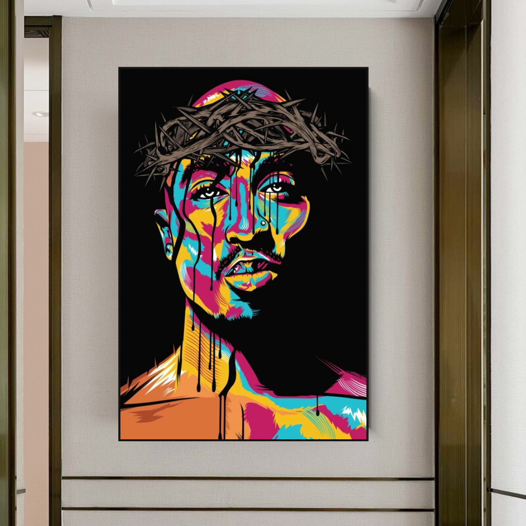 TuPac Singer Graffiti Colourful Canvas Wall Art-ChandeliersDecor.com
