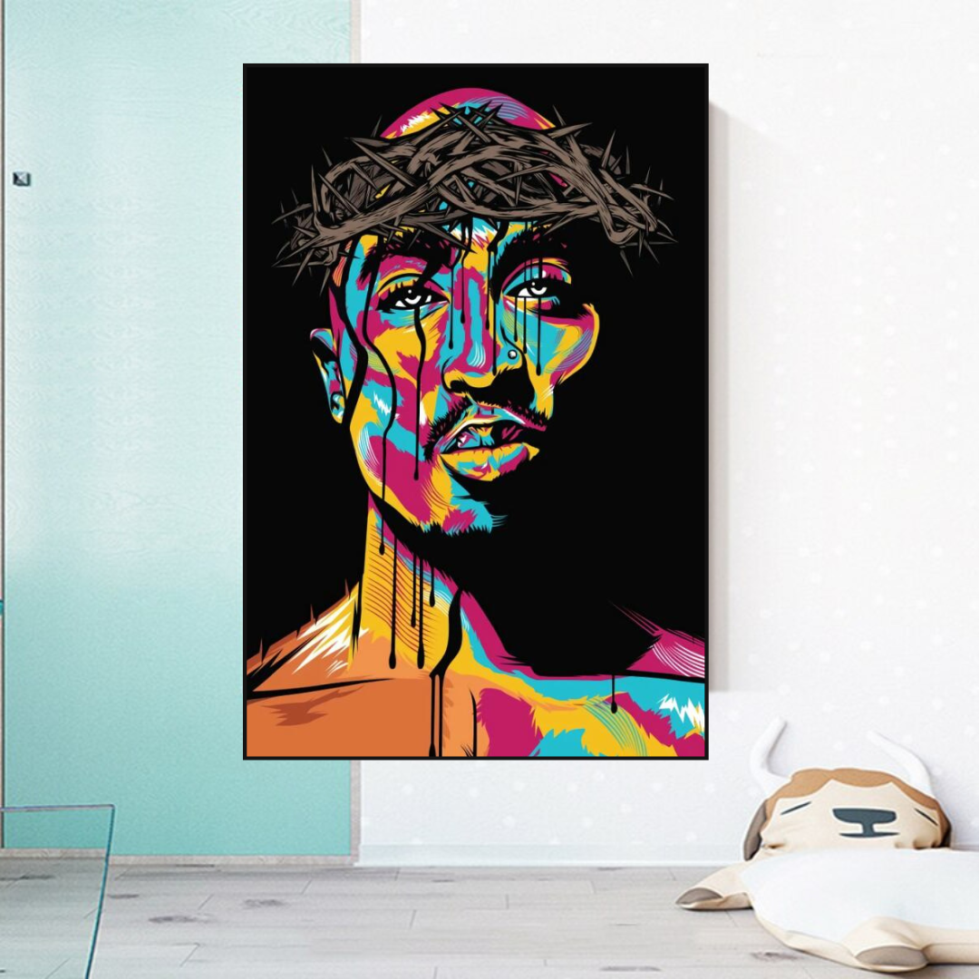 TuPac Singer Graffiti Colourful Canvas Wall Art-ChandeliersDecor.com