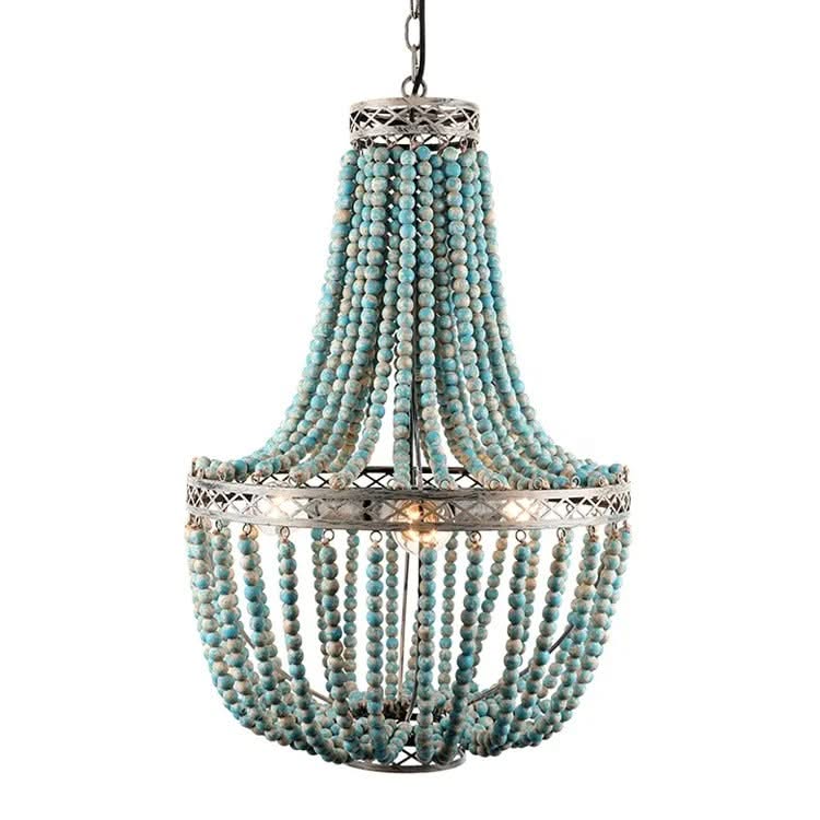 Turquoise Enclosed Chandelier – Mediterranean Retro Pendant Light-ChandeliersDecor.com