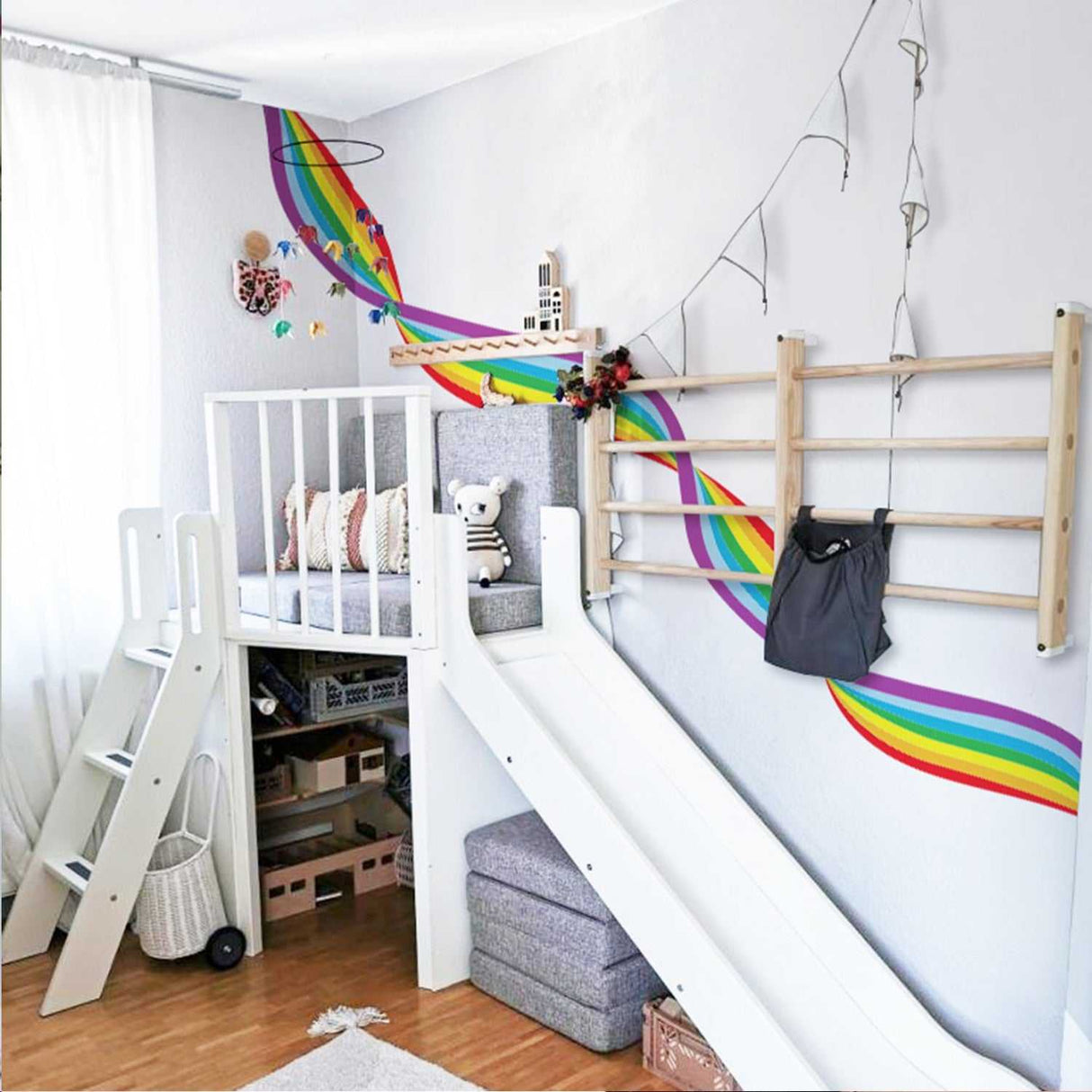 ChandeliersDecor.com-Twisted Rainbow Wall Decal for Kids Room | Kids Room Wall Decal