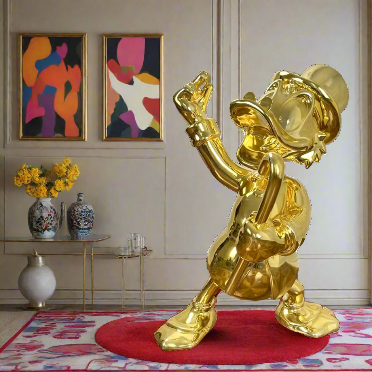 Uncle Scrooge McDuck Gold Millionaire Electroplated Statue Ornament-ChandeliersDecor.com