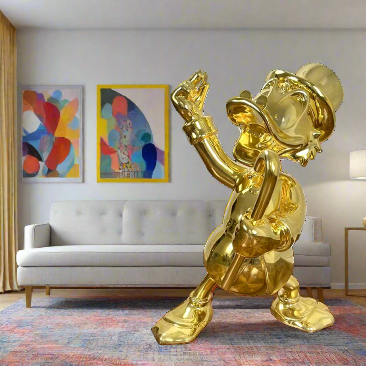 Uncle Scrooge McDuck Gold Millionaire Electroplated Statue Ornament-ChandeliersDecor.com