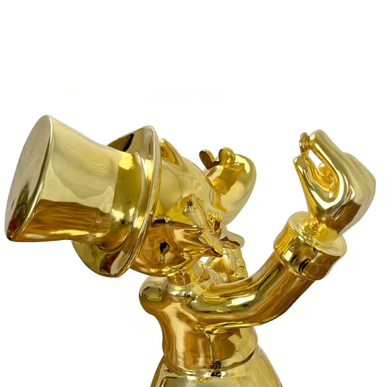 ChandeliersDecor.com-Supreme Sculptures-Uncle Scrooge McDuck Gold Millionaire Electroplated Statue Ornament