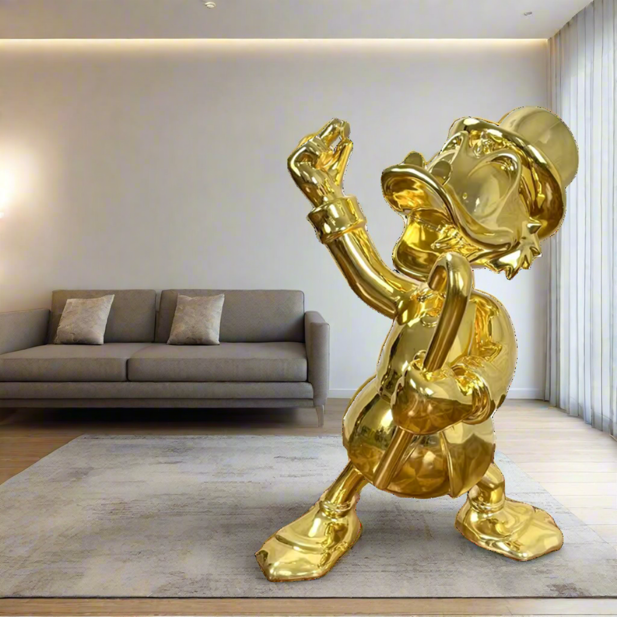 Uncle Scrooge McDuck Gold Millionaire Electroplated Statue Ornament-ChandeliersDecor.com